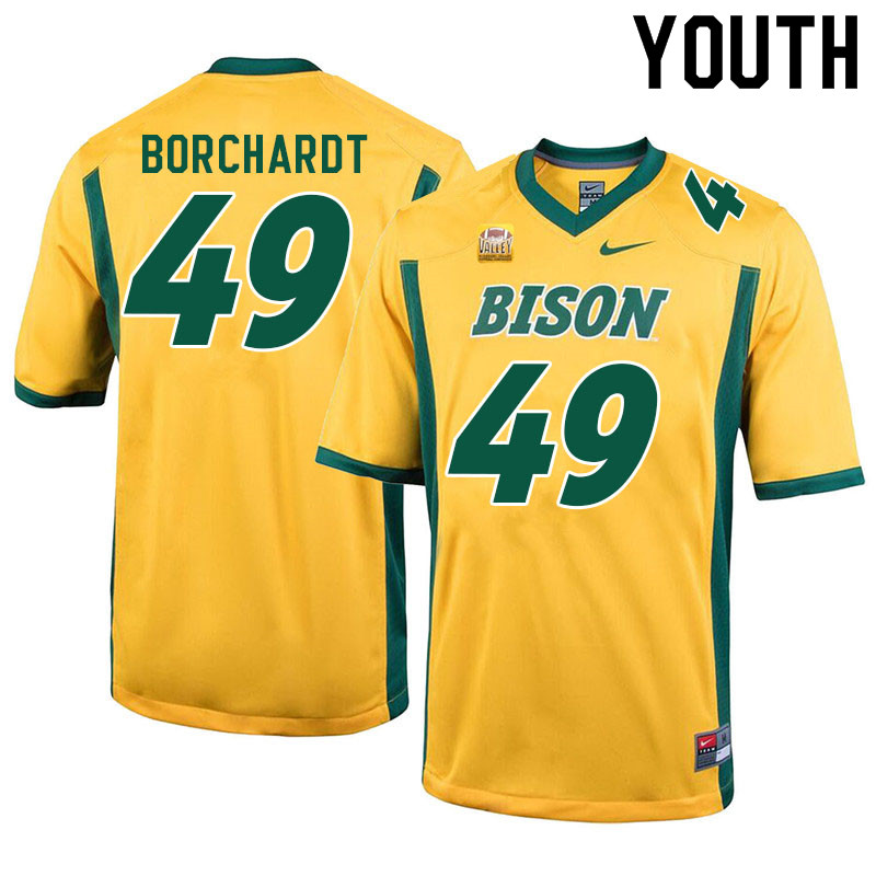Youth #49 Carter Borchardt North Dakota State Bison College Football Jerseys Sale-Yellow - Click Image to Close